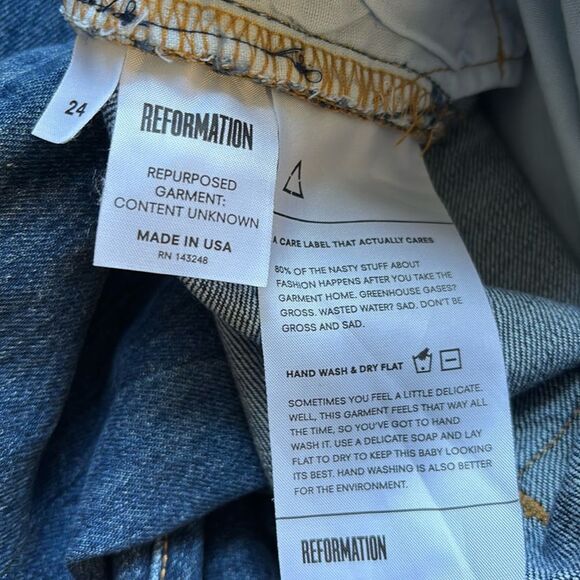 Reformation Reworked Vintage Levi’s Blue High Waisted Straight Leg Jeans - Picture 4 of 6